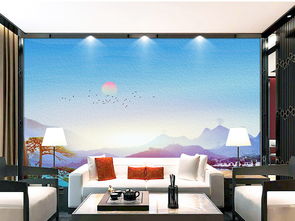 精品大氣迎客松中式水墨山水電視背景墻圖片素材 psd效果圖下載 中式電視背景墻圖大全 電視背景墻編號 19025850